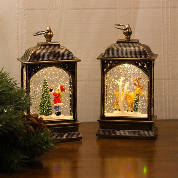 1 warmwhite LED mini table decoration glittery tinsel in water for christmas decoration